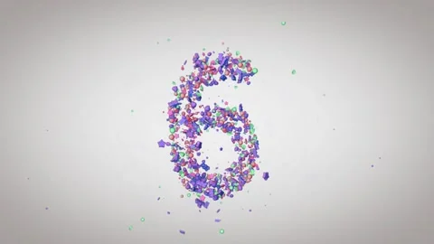 Animated three dimensional numerals forming from floating particles on a soft 库存影片 344238810