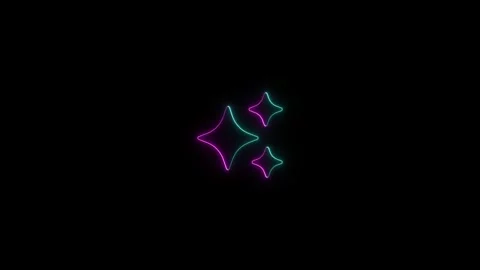Animated three glowing stars twinkle against a dark background, creating a .. Stock Footage 320178855