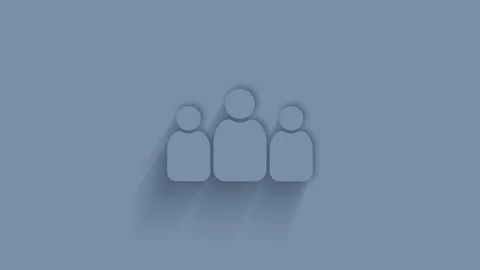 Animated three people icon with shadow on blue background. Neumorphism minimal Video stock 159831282