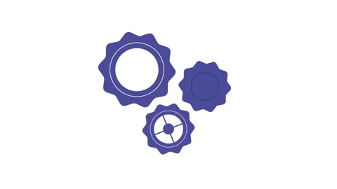 Animated three purple gears with wavy edges rotating in a loop on a clean w.. Stock Footage 333608327