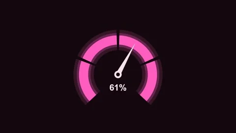 Animated three quarter arc gauge with a needle, neon pink Stock-Footage 342597581