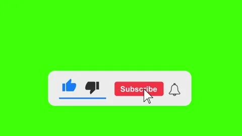 Animated Like thumb subscribe and bell notification button with cursor Stock Footage