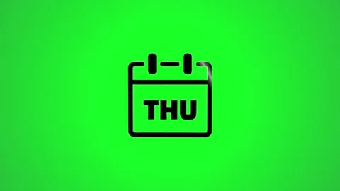 Animated thursday calendar icon moving on green screen background for digit.. Stock Footage 346496473