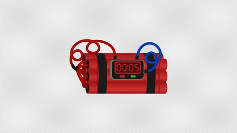 Animated time bomb explosion with digital timer 10 second countdown. Stock Footage 287237262