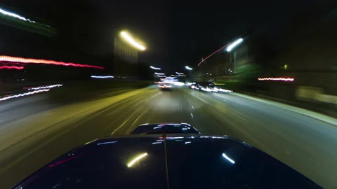 Animated Timelapse of car driving at night in Edinburgh(25p) Stock Footage 137441127