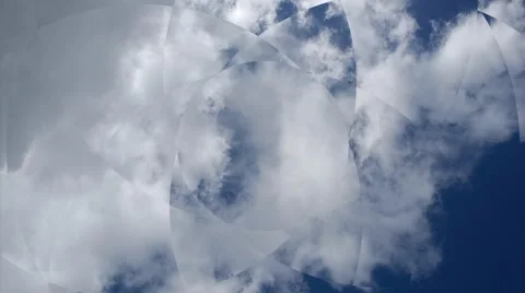 Animated timelapse with white clouds - rotating pattern and lens effect Stock Footage 50492570