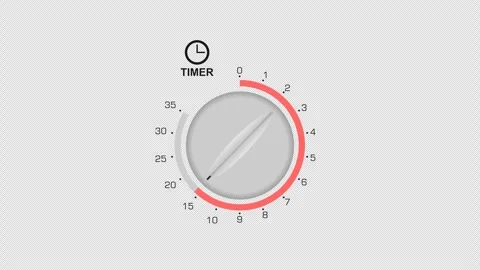 Animated timer from 5 to 35 minute. for cooking with the analog knob turned. Stock Footage 276909620