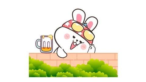 Animated Tipsy Rabbit on White Background for Flexible Use Stock Footage 282782498