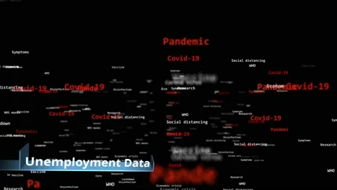 Animated title displaying unemployment data Stock Footage 132723402