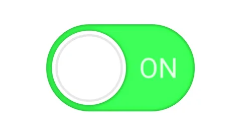 Animated toggle switch with ON and OFF text labels switching states. Clean .. Stock Footage 340798989