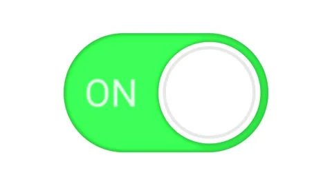 Animated toggle switch with ON and OFF text labels switching states. Clean .. Stock Footage 340799054