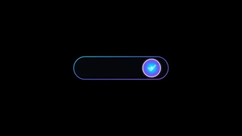 Animated toggle switch user interface element with a glowing gradient blue .. 스톡 동영상 345547209