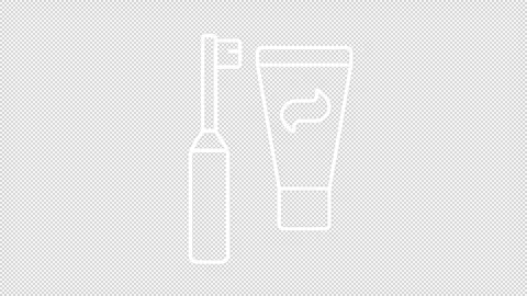 Animated toothbrush and paste white line icon Stockbeeldmateriaal 313974842
