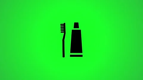 Animated toothbrush and toothpaste icon motion graphic on green screen back.. Stock-Footage 346496479
