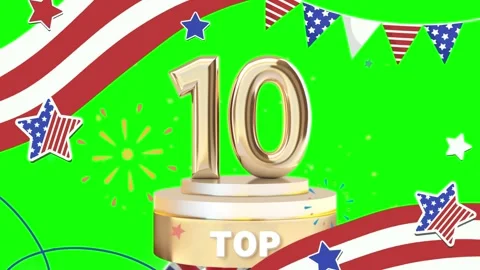 Animated top 10 countdown with fireworks Stock Footage 337444604