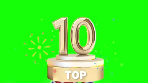 Animated top 10 gold trophy with uk flags Stock-Footage 337444510