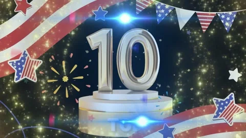 Animated top 10 gold trophy with fireworks Stock Footage 337444636