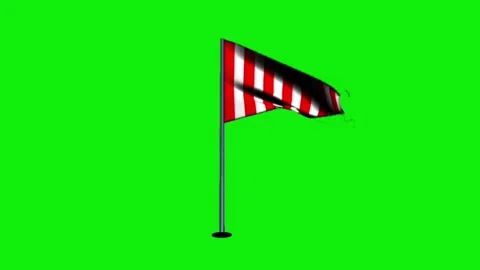 Animated torn red and white striped flag waving green screen 스톡 동영상 346269082