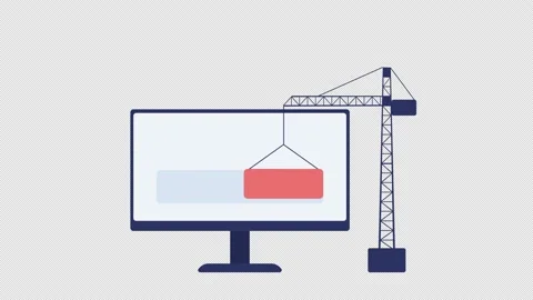 Animated tower crane and computer Stock Footage 236168888