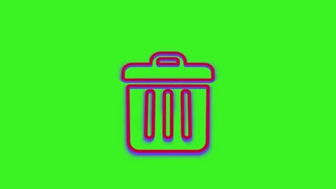 Animated trash can icon drawing in neon light, dynamic garbage bin outline .. Stock Footage 341229048