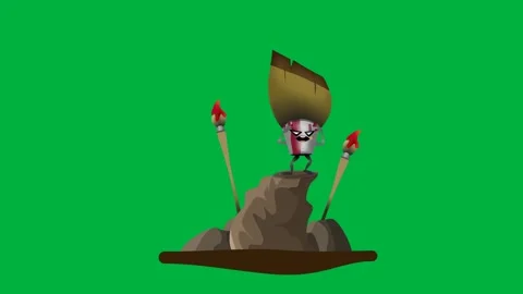 Animated tree character on green screen ideal for animation nature Stock Footage 308866849