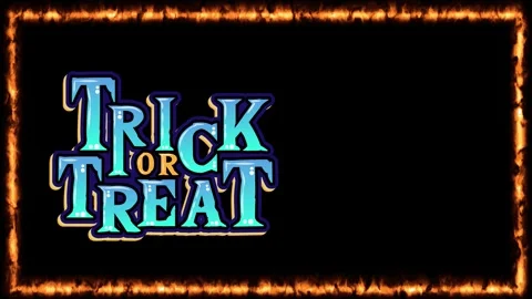 Animated Trick or Treat Text with Glowing Fire Frame on Black Background Stock Footage 341723418