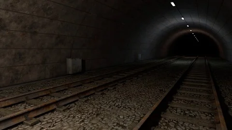 Animated Trip Down a Train Tunnel Stock Footage 72317026