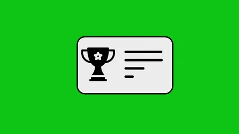 Animated trophy certificate icon with loading lines and checkmark appearing.. Stock Footage 346496655