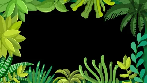 Animated Tropical Leaf Border Growing on Black Background Stock Footage 313111789