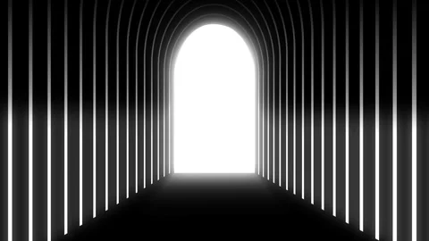 Animated tunnel into opened door with lights. Stock Footage 288745586