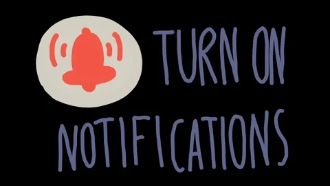 Animated "Turn on Notifications" icon and text in a cute and colorful style Stock Footage 312664156