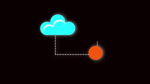 Animated turquoise orange cloud data transfer seamless loop digital technol.. Video stock 321444712