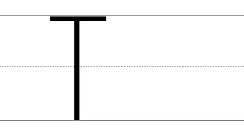 Animated tutorial to writing uppercase and lowercase letter T 스톡 동영상 233771807