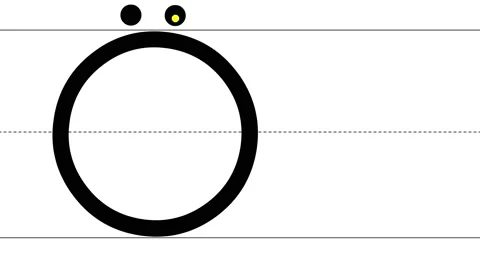 Animated tutorial to writing uppercase and lowercase letter O with umlaute 스톡 동영상 234980515