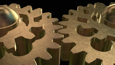 Animated Two rotating cog gears close up Video stock 131877317