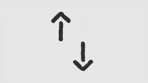 Animated two vertical contrasting arrows charcoal stroke icon Stock Footage 340285253