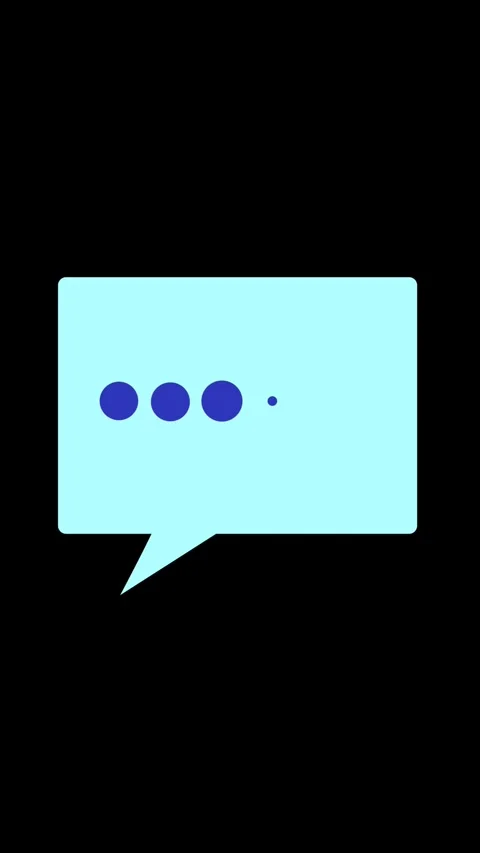 Animated typing dots inside message bubble on black background vertical vid.. Stock Footage 317216140