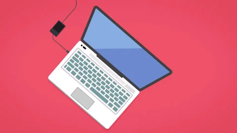 Animated Typing On Laptop Tablet Smartphone Pen Tea Cup Bottle Charger Office Video stock 194247396