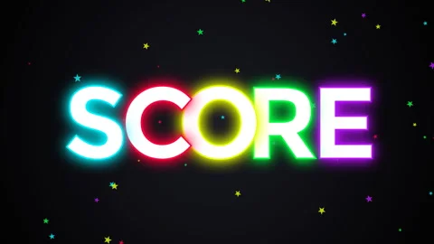 Animated typographic Score neon sign in black background.	 Stock Footage 337013141