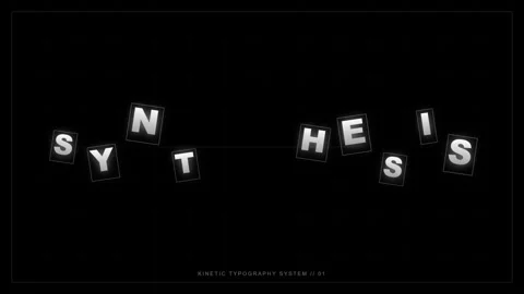 Animated typographic title synthesis with scattering letters on black grid .. 動画素材 344021938