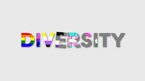 Animated typography diversity pride month lgbtq flags Stock Footage 243583544