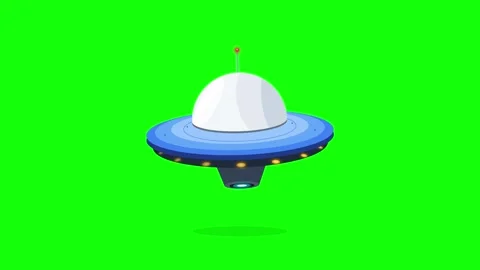 Animated ufo spaceship hovering on green screen background, for easy chroma.. Stock Footage 344851556