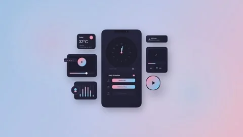 Animated ui elements on mobile phone with smooth motion. Video stock 341258869