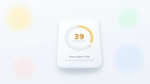 Animated ui interface for a session timeout alert and login renewal. 4K 스톡 동영상 348301330