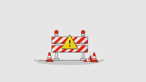 Animated Under Construction Maintenance with Warning Sign Video - Transparent Stock Footage 276848952