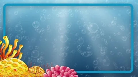 Animated Underwater Scene with Rising Bubbles and Colorful Coral Reef Frame Stock Footage 346114682