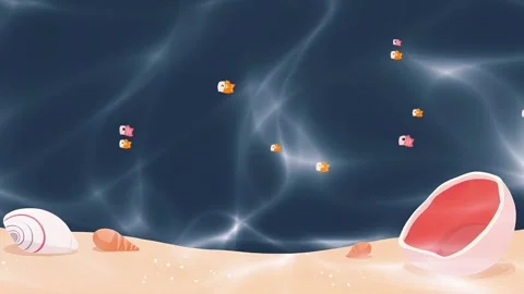 Animated Underwater Scene with Shells against dark Blue Background Stock Footage 303951739