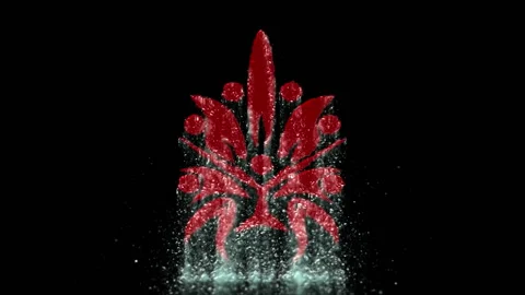 Animated unique ancient symbol emerging from the liquid Stock Footage 97755247