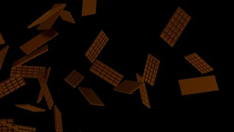 Animated unwrapped plain chocolate bars exploding and flying from left to right Stock Footage 86548462