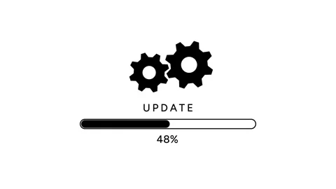 Animated Update Progress Bar Gears and Loading Indicator on white background Stock Footage 312968481